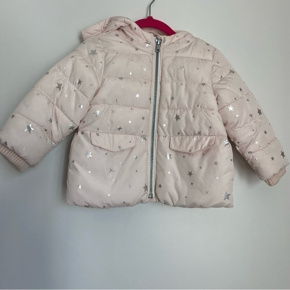 Old navy frost free girls pink star coat 18/24m